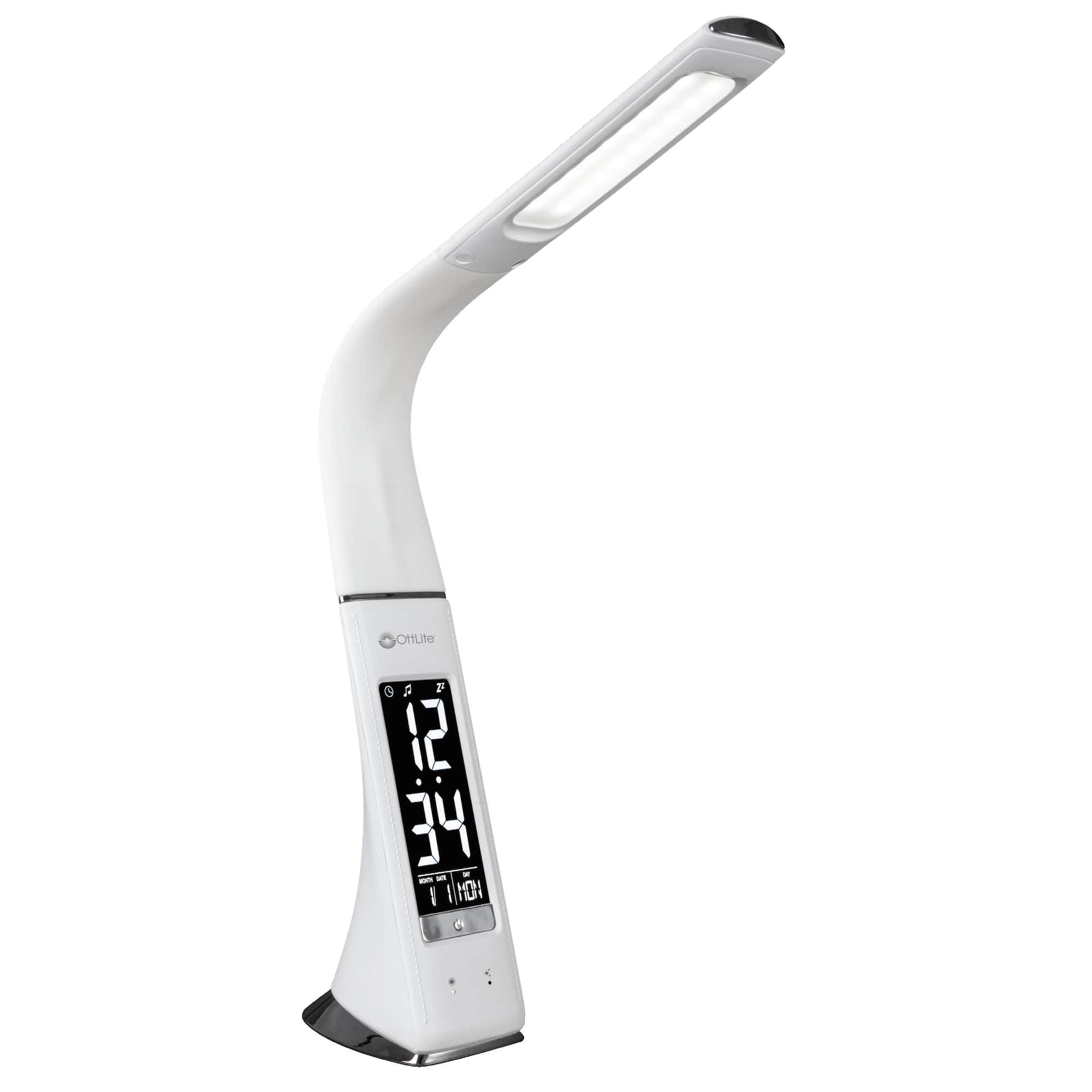 OttLite Thrive LED Sanitizing Desk Lamp with Clock & USB Charging